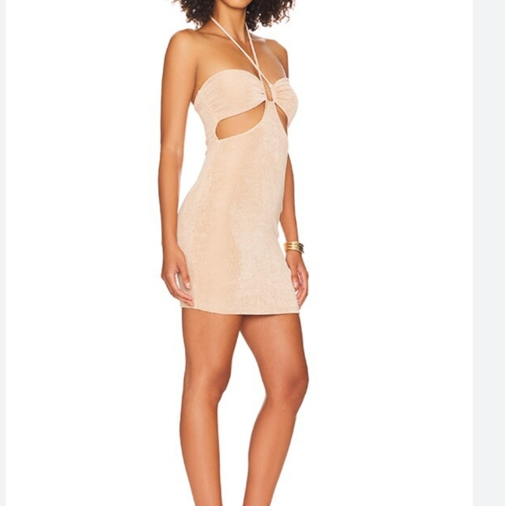 Revolve Superdown Cutout Tan Ines Halter Mini Dress Small
